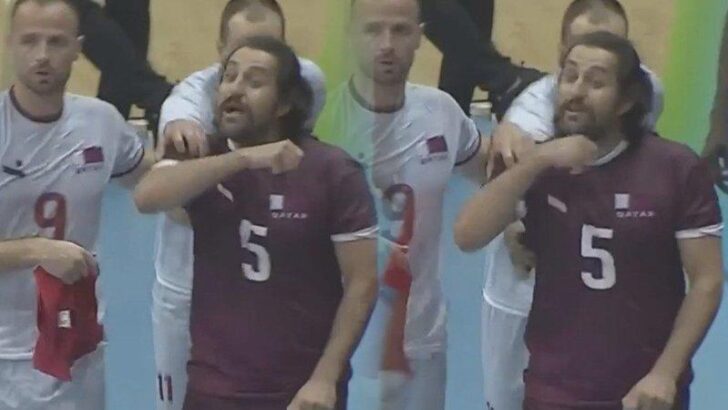 ‘Kafa kesme’ hareketi yapan Katarlı voleybolcu için şikayet yapıldı