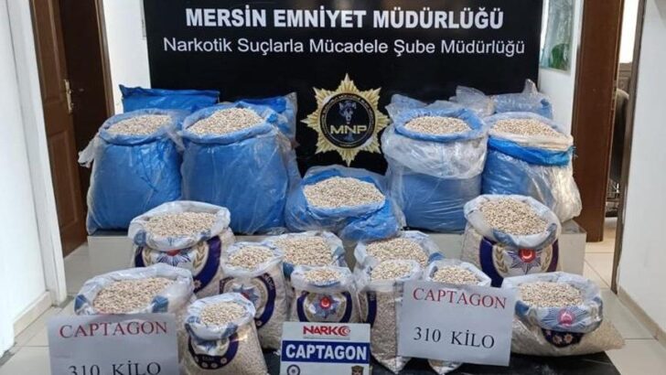 Mersin’de 310 kilogram uyuşturucu hap ele geçirildi