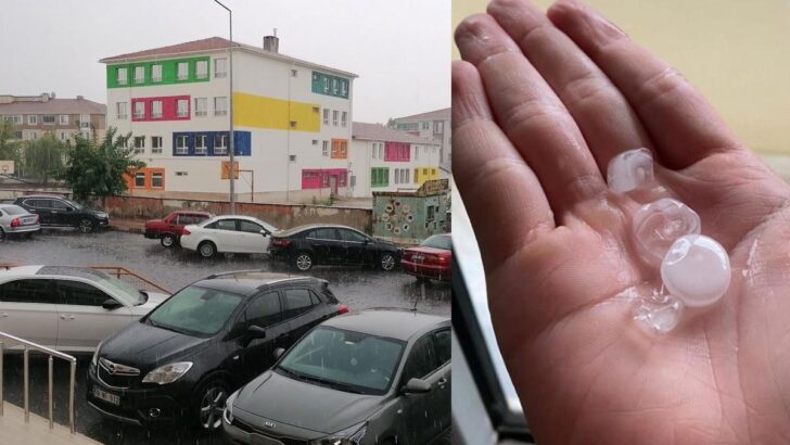 Meteoroloji uyarmıştı: Fındık büyüklüğünde dolu yağdı