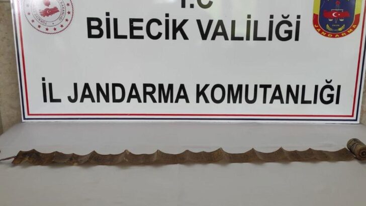 Yılan derisine yazılı dini eser ele geçirildi