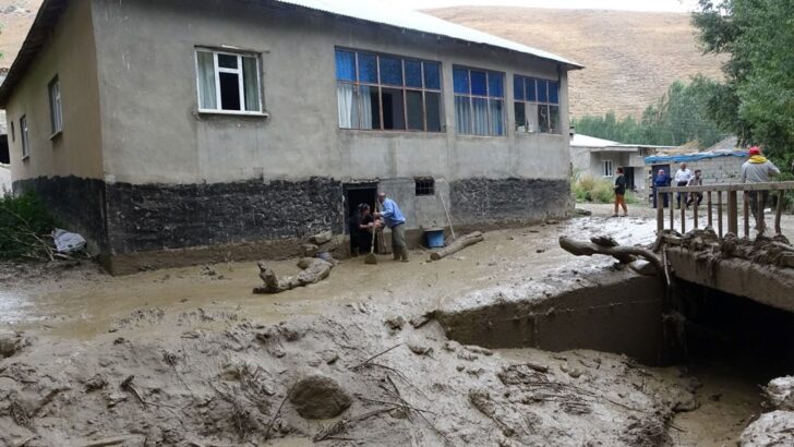 Hakkari’de yağmur yağmayan köyü yayladan gelen su bastı