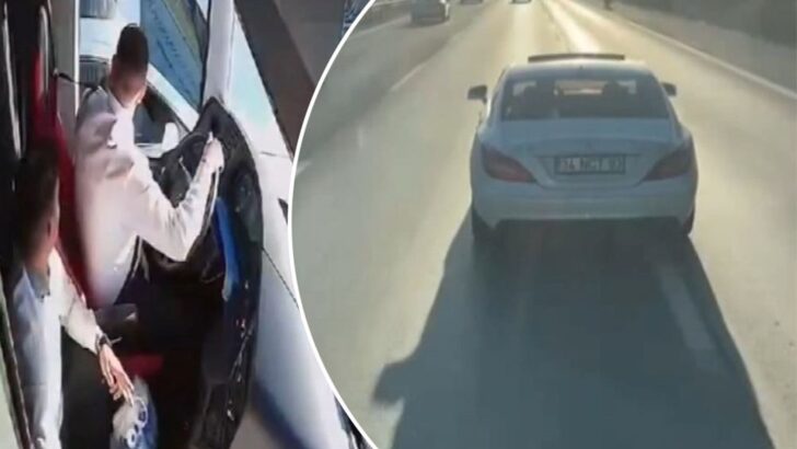 TEM Otoyolu’nda yol verme tartışması | Yolcu otobüsünün
önünü kesti