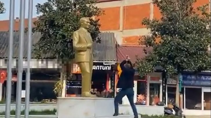 Atatürk heykelini saldırmıştı, tutuklandı