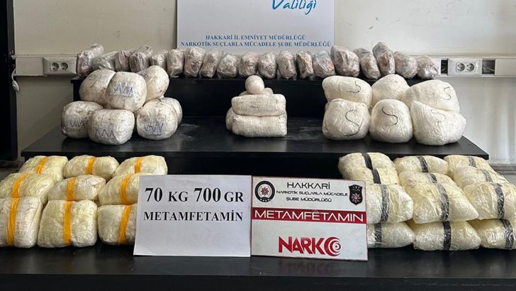 Hakkari’de 70 kilo uyuşturucu ele geçirildi