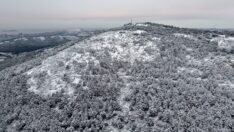 Aydos Ormanı beyaza büründü: Kar manzarası havadan görüntülendi